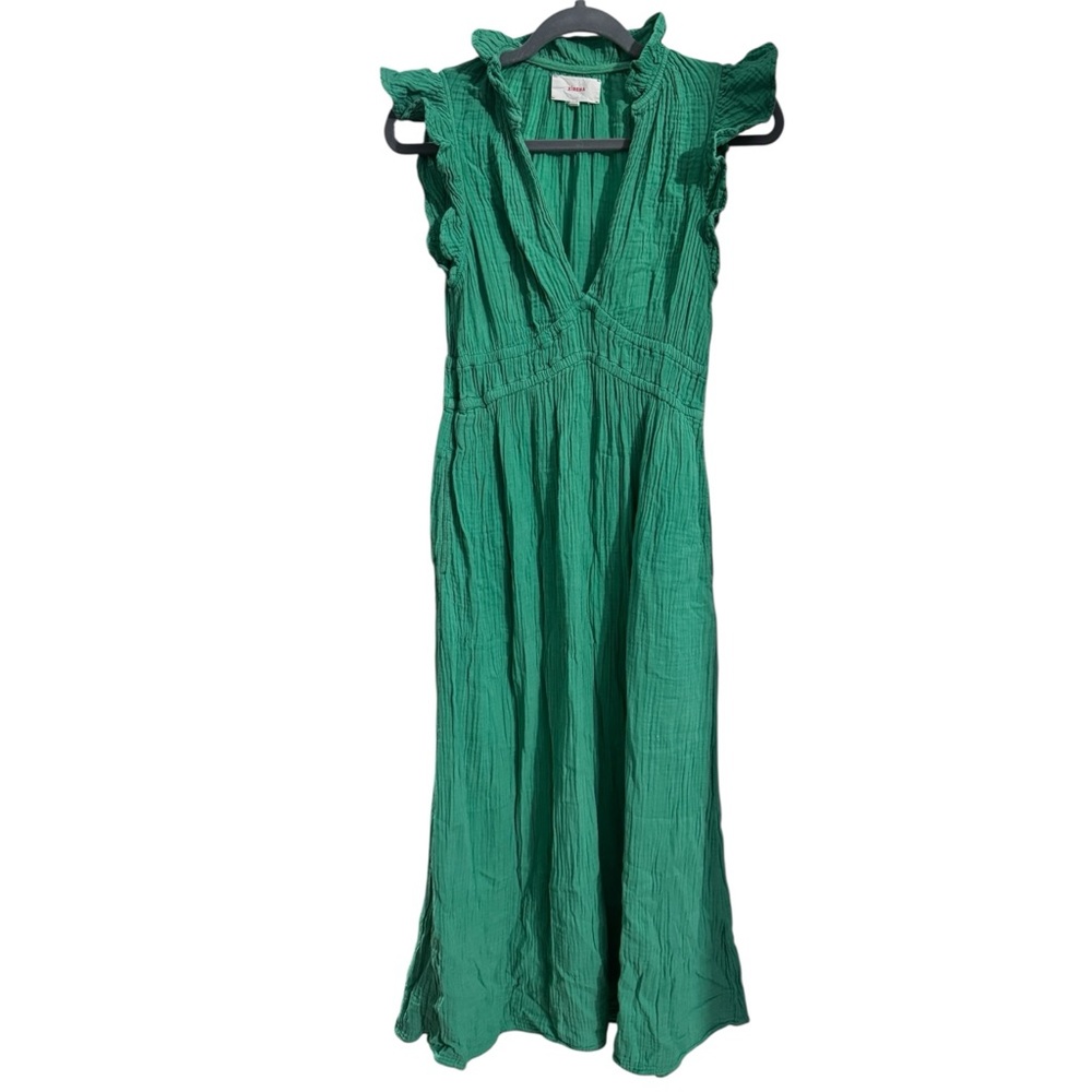 Xirena Peony Ruffled Cotton Midi Dress – Lily Pad Green – XS - Picture 6 of 7